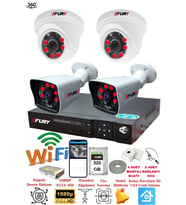 FURY 4 Kameralı 5mp 3.6mm Lens 2mp Görüntü 6 Atom Led Gece Görüşlü FullHd Güvenlik Kamerası 251412 320 GB