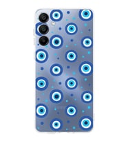 PrintiFy Samsung Galaxy A15 ile Uyumlu Nazar Boncuğu 1 Baskılı Kamera Korumalı Şeffaf Silikon Kılıf