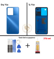 Infinix Note 12 Mavi Uyumlu Arka Kapak + Yapıştırıcı ve Vida Seti Arka Cam Batarya Pil Kapağı