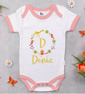 BK Kids Kişiye Özel Pembe Bebek Body Zıbın - Model 132