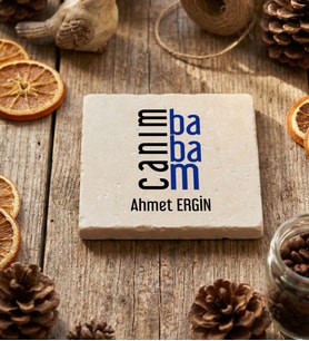 Kişiye Özel Canım Babam Bardak Altlığı Babalar Günü Hediyesi (Krem)