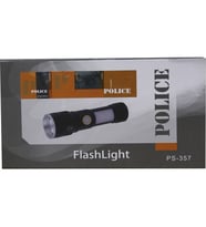 Polıce PS-357 Zoom, Yan Aydınlatma Işıklı,magnetli ve Kırmızı-Mavi Ikaz Işıklı,şarjlı El Feneri (Siyah)