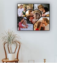 Kişiye Özel Fotoğraflı Kalp Kolaj Kanvas Tablo