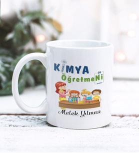 Kimya Öğretmeni Tasarımlı Kişiye Özel Kupa Bardak (Beyaz)