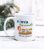 Kimya Öğretmeni Tasarımlı Kişiye Özel Kupa Bardak (Beyaz)
