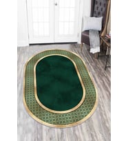 Yeşil Gold Çerçeveli Kaymaz Tabanlı Antre Halısı Oval AR731 - 100 x 160 cm