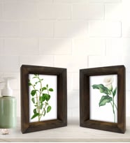Bk Gift Banyo Dekoratif 2'li Doğal Masif Ahşap Çerçeve 15x20cm-19 (Beyaz)