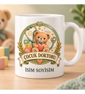 Çocuk Doktoru Kupa Bardak Oyuncak Ayı ve Kalp Desenli