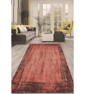 Dijital Kaymaz Taban Yıkanabilir Modern Renkli Salon Halısı Mutfak Halısı Yolluk ND-HT-492 (Kırmızı)