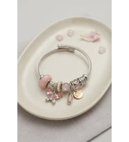 Pembe Kristal Kelebek Charmlı Bileklik
