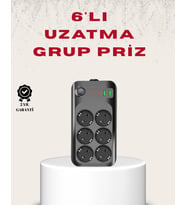 6’Lı Grup Priz Termal Korumalı Usb Type-C Çoklu Priz 2 Metre Kablo