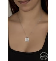 Kutaydan SWR Crystal SS7 Kare Kadın Gümüş Kolye