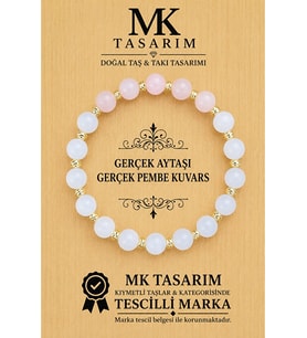 GERÇEK AYTAŞI PEMBE KUVARS BİLEKLİK MK.7000.846- RAHATLIK-DİNGİNLİK-ENERJİ- STRES BİLEKLİĞİ