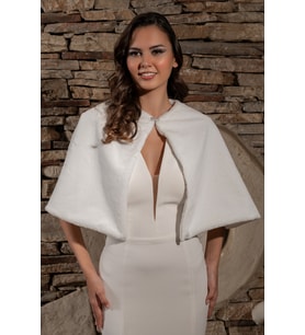 Broşlu Premium Kürk Etol Gelin Bolero Gelinlik Bolero Gelin Şalı Gelin Kürkü Abiye Şal Kırık Beyaz