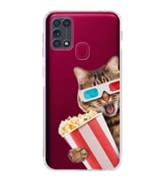PrintiFy Samsung Galaxy M31 ile Uyumlu Kedi 1 Kamera Korumalı Şeffaf Kılıf
