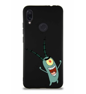 Xiaomi Redmi Note 7 Soft Premier Kapak Plankton Tasarımlı Silikon Kılıf - Siyah (Şeffaf)