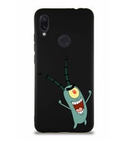 Xiaomi Redmi Note 7 Soft Premier Kapak Plankton Tasarımlı Silikon Kılıf - Siyah (Şeffaf)