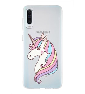 Samsung Galaxy A50 Uyumlu Kapak Unicorn Tasarımlı Şeffaf Silikon Kılıf