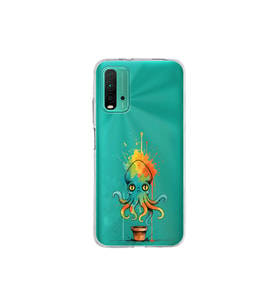 Redmi 9T ile uyumlu Splash ahtapot tasarımlı şeffaf silikon kılıf