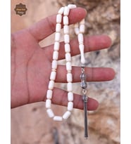Gümüş Püsküllü Kapsül Kesim Orijinal Fil Dişi Tesbih 201025859