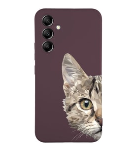 Samsung Galaxy A34 Uyumlu Lansman Kılıf Catface Tasarımlı İçi Kadife Kapak-Mürdüm (Şeffaf)