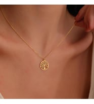 Kişiye Özel 925 Ayar Gümüş Zarif Hayat Ağacı Kolye (Gold) Anneler Günü Özel Hediye