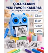 Anında Baskılı Çocuk Fotoğraf Makinesi Termal Yazıcılı Selfie Kamerası