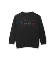 Eat Play Sleep Repeat Gamer Oyun Baskılı Çocuk Sweatshirt Siyah Sweat