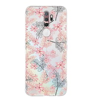 PrintiFy Oppo A9 2020 Uyumlu Kamera Korumalı Floral Kırmızı Tasarımlı Şeffaf Silikon Kılıf