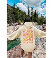 Flower Baskılı Oversize Sweatshirt (Bej)