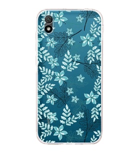 Huawei Y5 2019  Kamera korumalı Kapak Floral Su Yeşili Tasarımlı  Şeffaf Kılıf