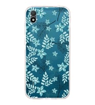 Huawei Y5 2019  Kamera korumalı Kapak Floral Su Yeşili Tasarımlı  Şeffaf Kılıf