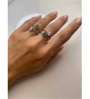 Glorria Kişiye Özel Doğum Taşlı Oval Gümüş Yüzük (Çok Renkli)
