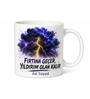 Şimşek ve Fırtına Çizimli Elektrik Saçan Asi Gençlere Kupa Bardak Hediye