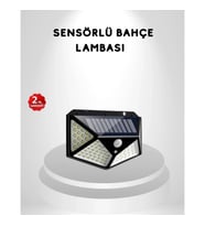 Mey İthalat® 100 LED Güneş Enerjili Bahçe Lambası – PIR Sensörlü, IP65 Su Geçirmez Dış Mekan Aydınla