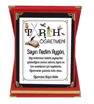 Tarih Öğretmenine Hediye İsim Baskılı Plaket - Öğretmenler Günü Hediyesi (Kırmızı)