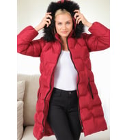 Dewberry Kadın %100 Polyester Kaban Düz Bordo Z6760 Günlük Dış Giyim, Şehir ve Ofis Stili, Seyahat Gardırobu