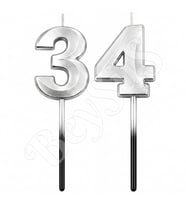 34 Rakam Mum Gümüş