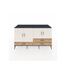 Kronos Konsol 5 Raflı 3 Çekmeceli 4 Kapaklı 176x59x99 Antrasit-Aytaşı/Çam