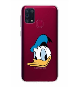 Samsung Galaxy M31 Kapak Donald Duck Tasarımlı Şeffaf Silikon Kılıf