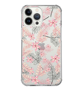 Apple iPhone 13 Pro Uyumlu Köşe Korumalı Antişok  Kapak Floral Kırmızı Tasarımlı Şeffaf  Kılıf