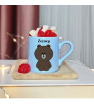 Wee Bears Tasarımlı Kişiye Özel Mavi Türk Kahvesi Fincanı