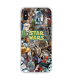 Iphone X ve XS Uyumlu Star Wars Kolaj Tasarımlı Şeffaf Telefon Kılıfı