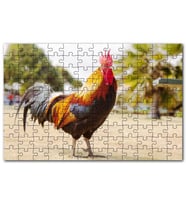 Cakapuzzle Heybetli Horoz Flu Çiftlik Arkaplan Puzzle Yapboz MDF (Ahşap) (120 Parça)