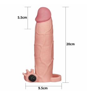 Penis Uzatıcı Büyütme Prezervatif Olarak Kullanılan Titreşimli 7 cm Uzatmalı Penis Kılıfı