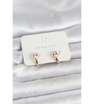 Pirinç Gold Renk Mineli Kalp Kiraz Model Çocuk Küpe 5886 - GLST8245-4751