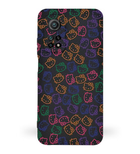 Xiaomi Mi 10T Pro Uyumlu Lansman Kılıf Hello Kitty Tasarımlı İçi Kadife Kapak-Siyah (Şeffaf)