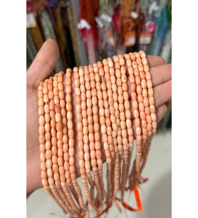 Mercan Doğal Taş Parlak Pembe Arpa Kesim 8x4mm Dizi