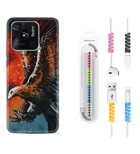 Xiaomi Redmi Note 7 8 9 Pro 10 2022 10 Pro 10S Kılıf Kablo Koruma Spiral Silikon Kartal Uçarken 1718