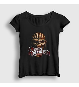 Presmono Kadın Siyah Bite Iron Maiden T-Shirt 85409tt